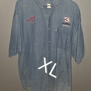 DALE EARNHARDT SR. AND JR. Embroidered Denim Shirt - Blue
